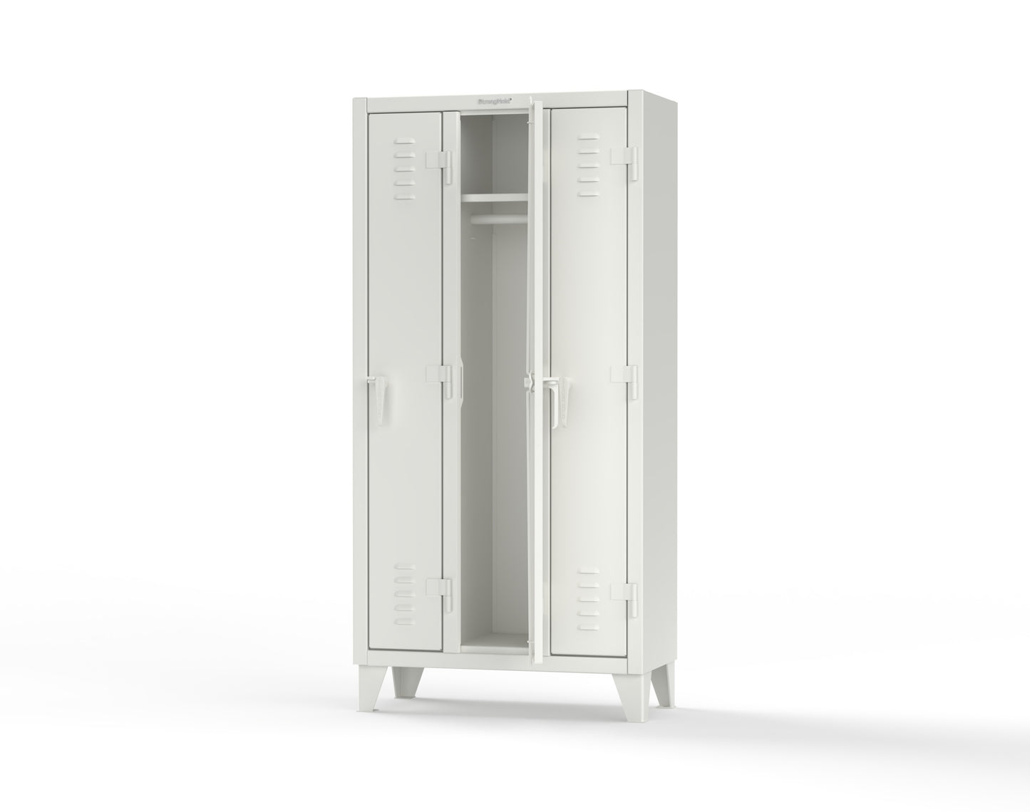 Extreme Duty 12 GA Single-Tier Locker with 3 Compartments, Louvered Doors, Wardrobe Rod - 38 in. W x 18in. D x 78 in. H - 36-18-1TSL-9003