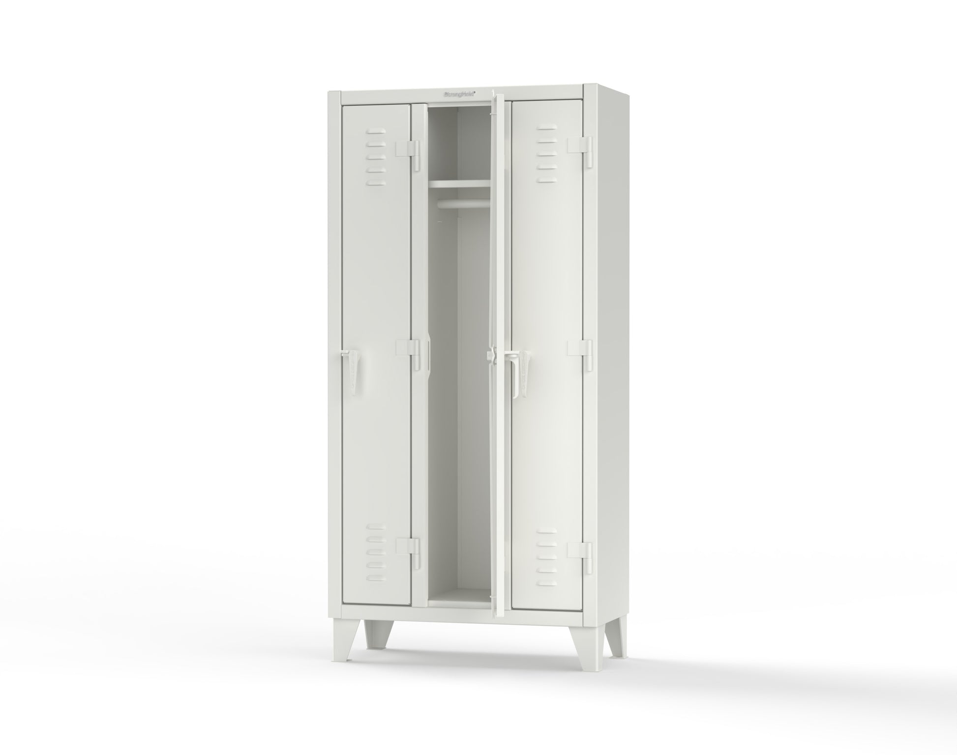 Extreme Duty 12 GA Single-Tier Locker with 3 Compartments, Louvered Doors, Wardrobe Rod - 38 in. W x 18in. D x 78 in. H - 36-18-1TSL-9003