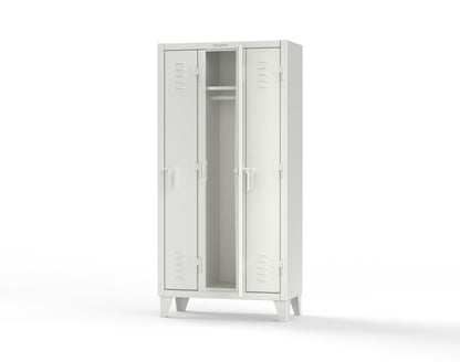 Extreme Duty 12 GA Single-Tier Locker with 3 Compartments, Louvered Doors, Wardrobe Rod - 38 in. W x 18in. D x 78 in. H - 36-18-1TSL-9003