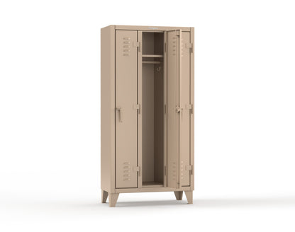 Extreme Duty 12 GA Single-Tier Locker with 3 Compartments, Louvered Doors, Wardrobe Rod - 38 in. W x 18in. D x 78 in. H - 36-18-1TSL-1019