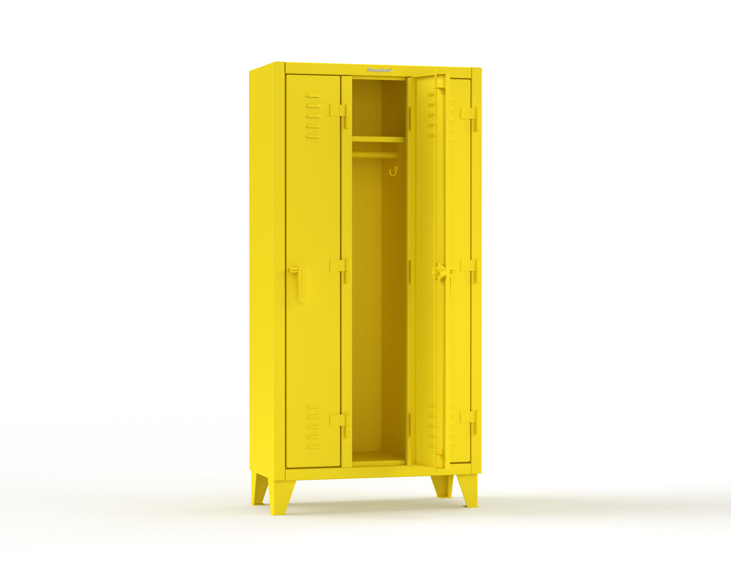 Extreme Duty 12 GA Single-Tier Locker with 3 Compartments, Louvered Doors, Wardrobe Rod - 38 in. W x 18in. D x 78 in. H - 36-18-1TSL-1023