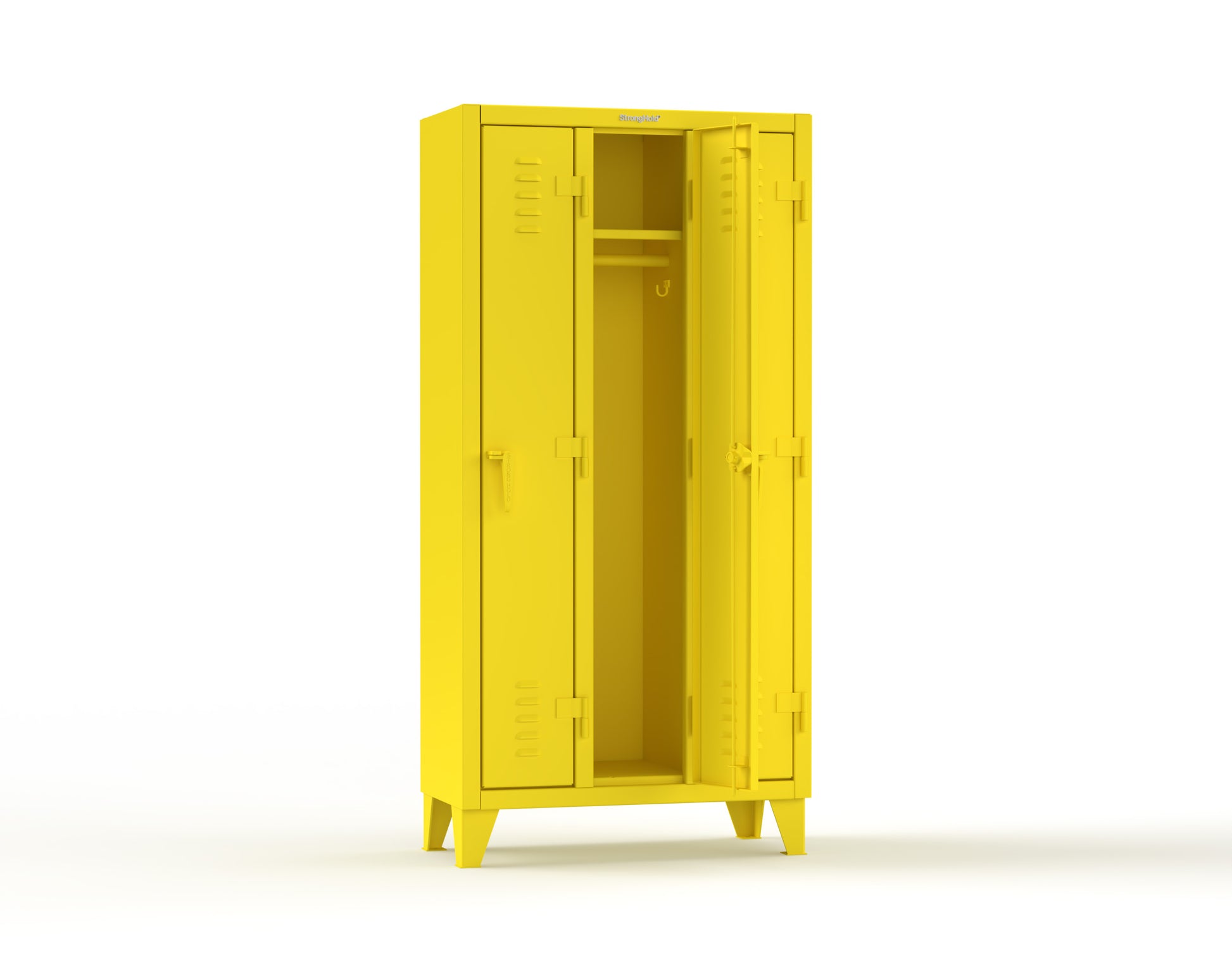 Extreme Duty 12 GA Single-Tier Locker with 3 Compartments, Louvered Doors, Wardrobe Rod - 38 in. W x 18in. D x 78 in. H - 36-18-1TSL-1023