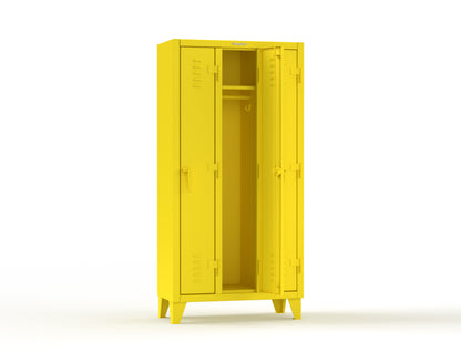 Extreme Duty 12 GA Single-Tier Locker with 3 Compartments, Louvered Doors, Wardrobe Rod - 38 in. W x 18in. D x 78 in. H - 36-18-1TSL-1023