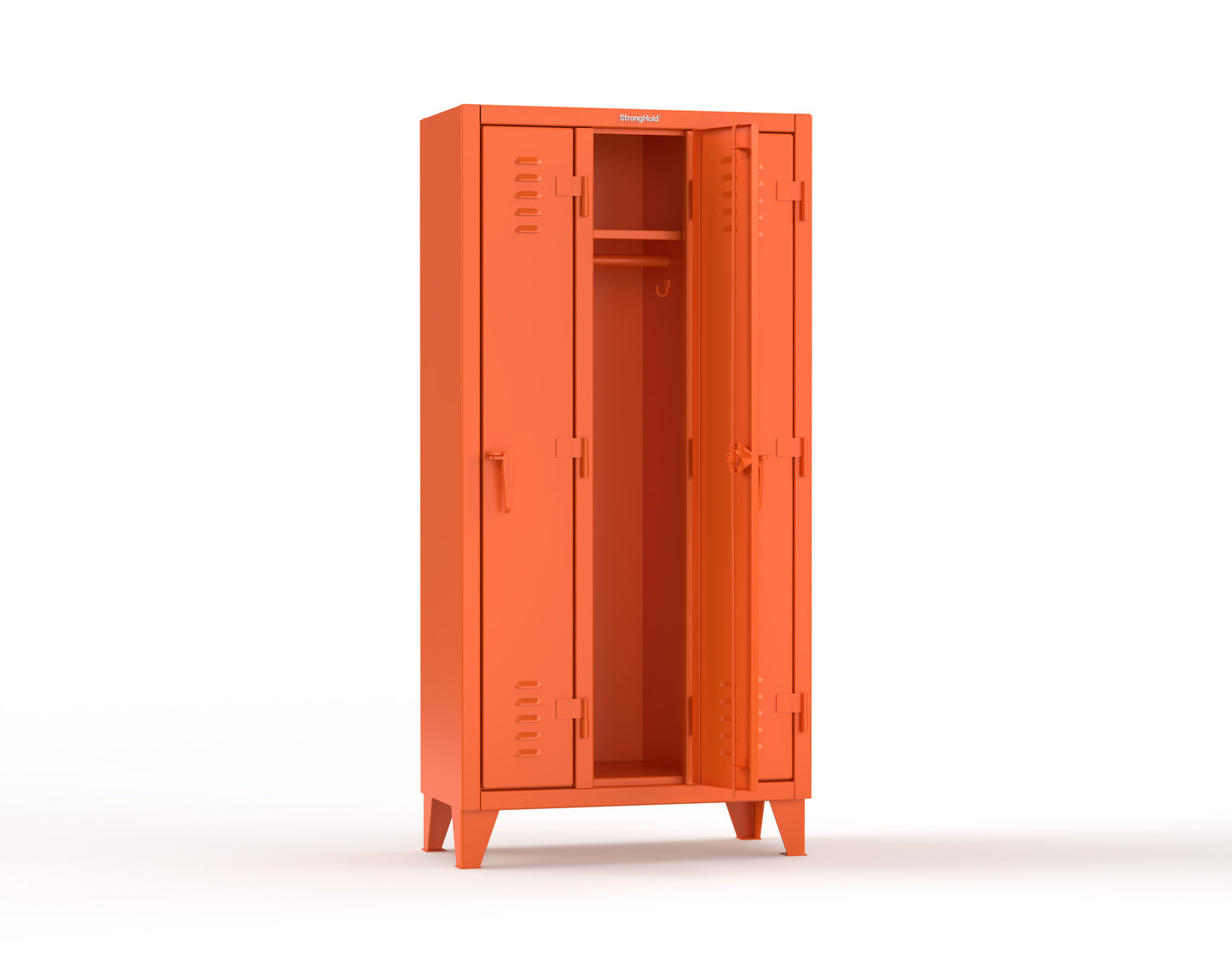 Extreme Duty 12 GA Single-Tier Locker with 3 Compartments, Louvered Doors, Wardrobe Rod - 38 in. W x 18in. D x 78 in. H - 36-18-1TSL-2004