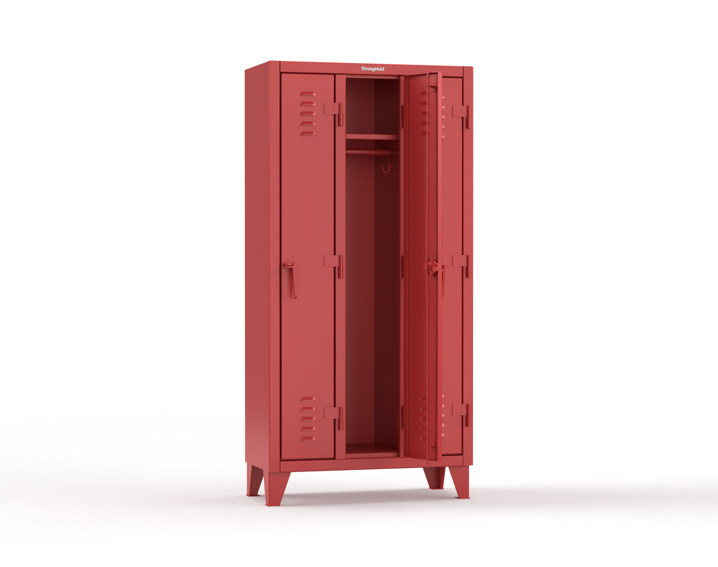 Extreme Duty 12 GA Single-Tier Locker with 3 Compartments, Louvered Doors, Wardrobe Rod - 38 in. W x 18in. D x 78 in. H - 36-18-1TSL-3001