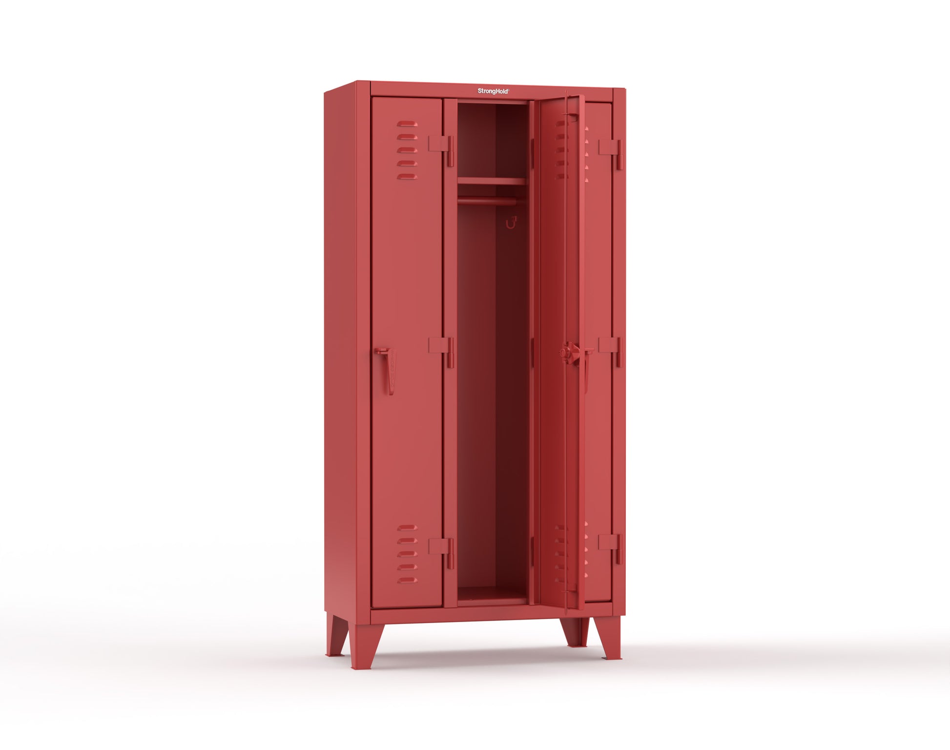 Extreme Duty 12 GA Single-Tier Locker with 3 Compartments, Louvered Doors, Wardrobe Rod - 38 in. W x 18in. D x 78 in. H - 36-18-1TSL-3001