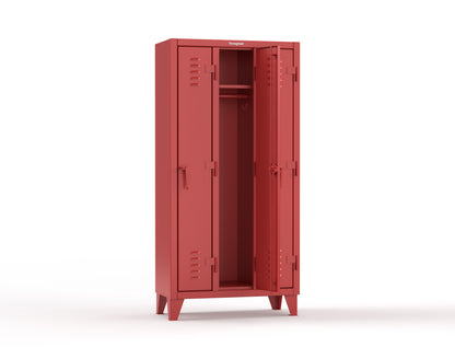 Extreme Duty 12 GA Single-Tier Locker with 3 Compartments, Louvered Doors, Wardrobe Rod - 38 in. W x 18in. D x 78 in. H - 36-18-1TSL-3001