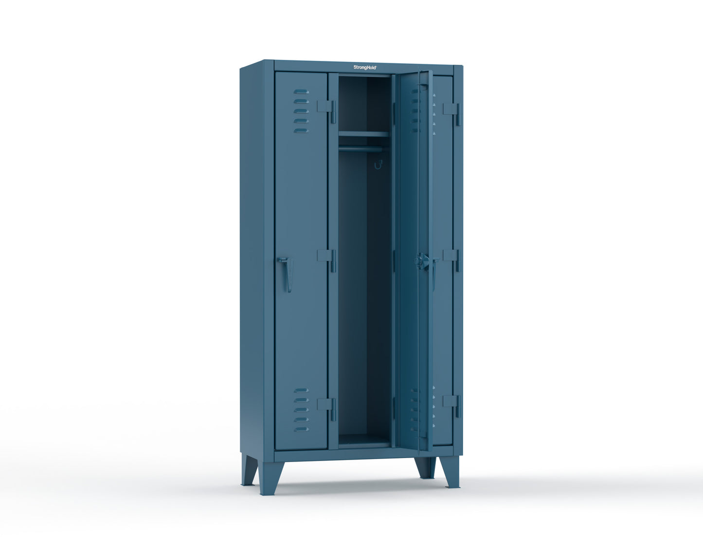 Extreme Duty 12 GA Single-Tier Locker with 3 Compartments, Louvered Doors, Wardrobe Rod - 38 in. W x 18in. D x 78 in. H - 36-18-1TSL-5010