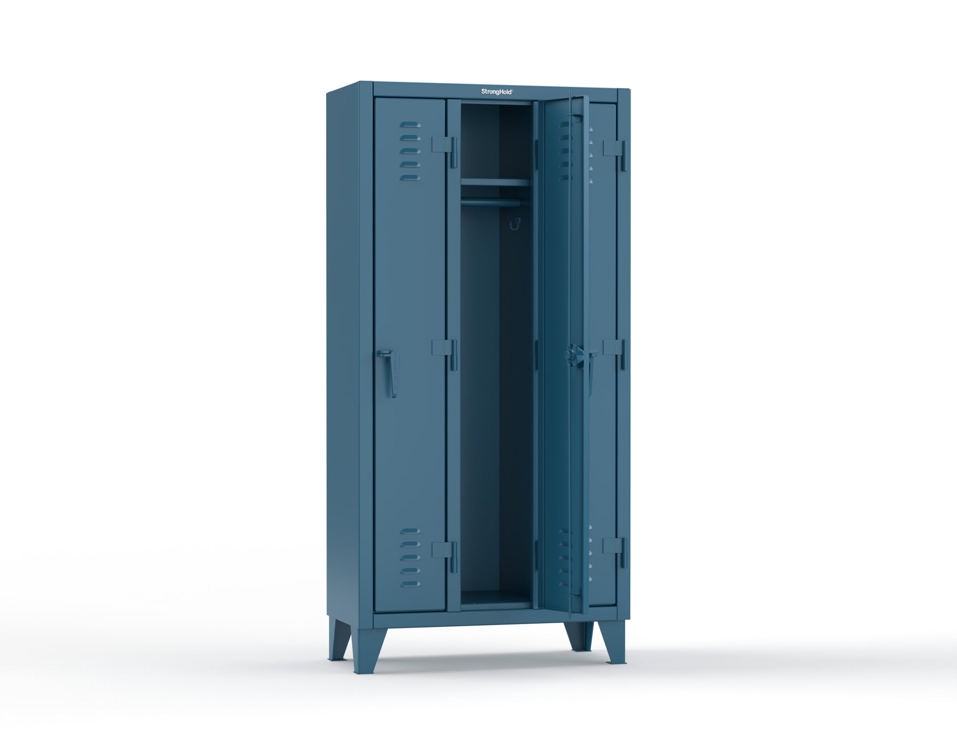 Extreme Duty 12 GA Single-Tier Locker with 3 Compartments, Louvered Doors, Wardrobe Rod - 38 in. W x 18in. D x 78 in. H - 36-18-1TSL-5010