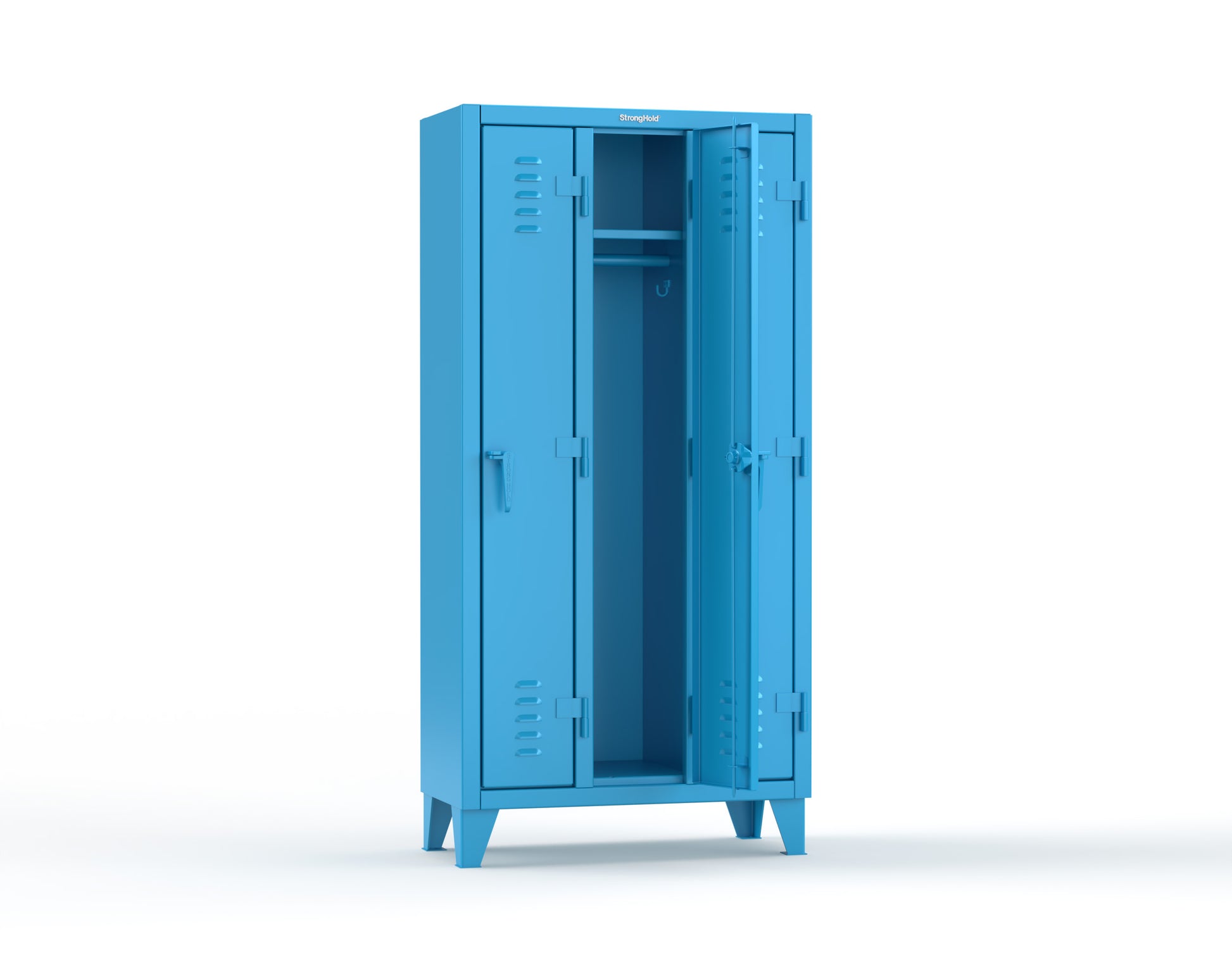 Extreme Duty 12 GA Single-Tier Locker with 3 Compartments, Louvered Doors, Wardrobe Rod - 38 in. W x 18in. D x 78 in. H - 36-18-1TSL-5012