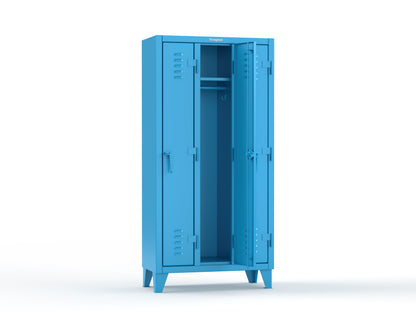 Extreme Duty 12 GA Single-Tier Locker with 3 Compartments, Louvered Doors, Wardrobe Rod - 38 in. W x 18in. D x 78 in. H - 36-18-1TSL-5012
