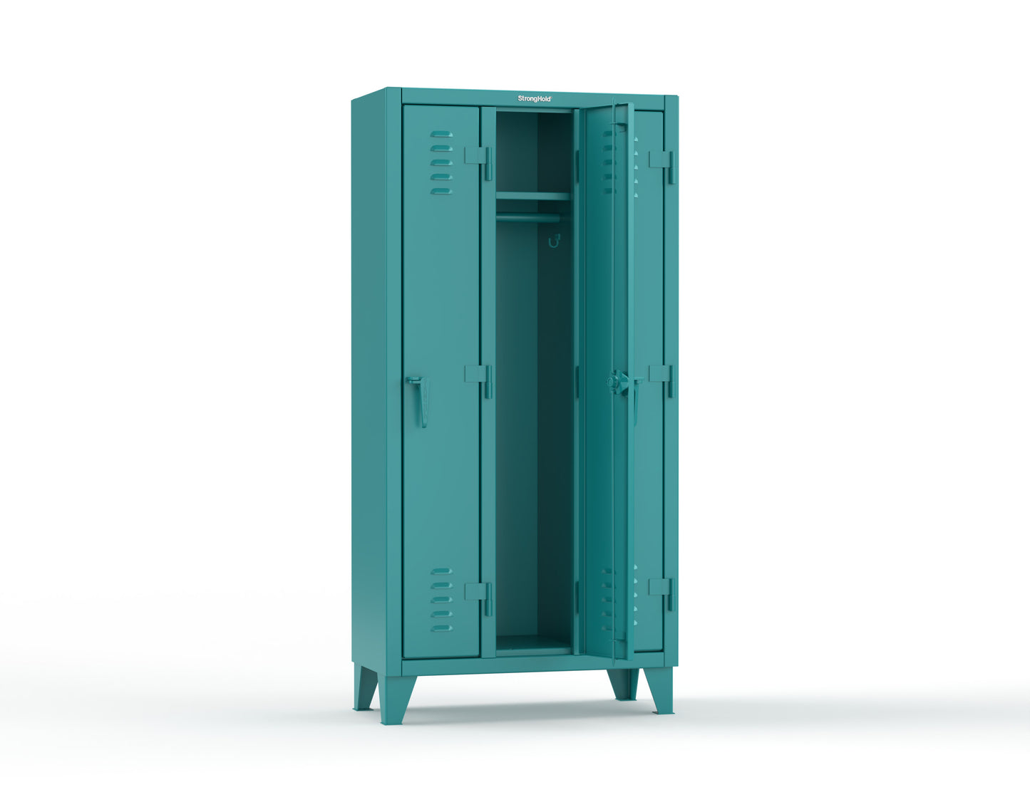 Extreme Duty 12 GA Single-Tier Locker with 3 Compartments, Louvered Doors, Wardrobe Rod - 38 in. W x 18in. D x 78 in. H - 36-18-1TSL-5021