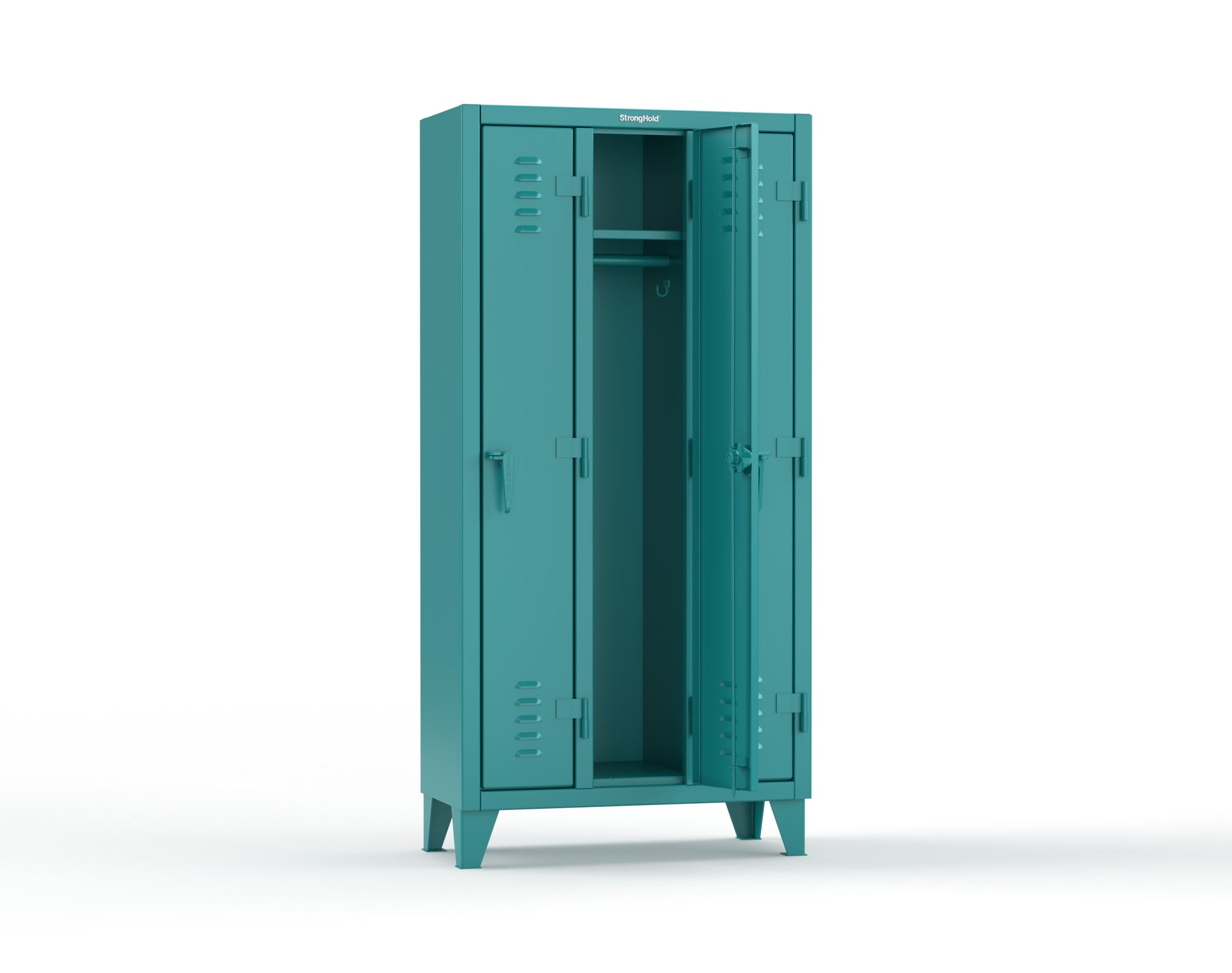 Extreme Duty 12 GA Single-Tier Locker with 3 Compartments, Louvered Doors, Wardrobe Rod - 38 in. W x 18in. D x 78 in. H - 36-18-1TSL-5021