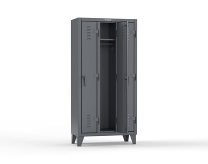 Extreme Duty 12 GA Single-Tier Locker with 3 Compartments, Louvered Doors, Wardrobe Rod - 38 in. W x 18in. D x 78 in. H - 36-18-1TSL-7024