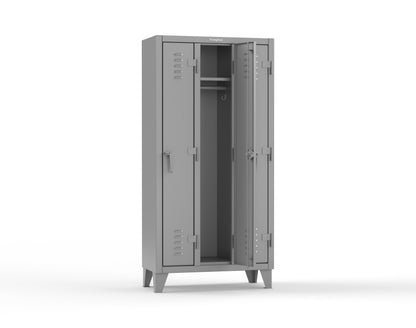 Extreme Duty 12 GA Single-Tier Locker with 3 Compartments, Louvered Doors, Wardrobe Rod - 38 in. W x 18in. D x 78 in. H - 36-18-1TSL-7037
