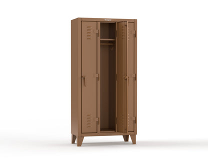 Extreme Duty 12 GA Single-Tier Locker with 3 Compartments, Louvered Doors, Wardrobe Rod - 38 in. W x 18in. D x 78 in. H - 36-18-1TSL-8025