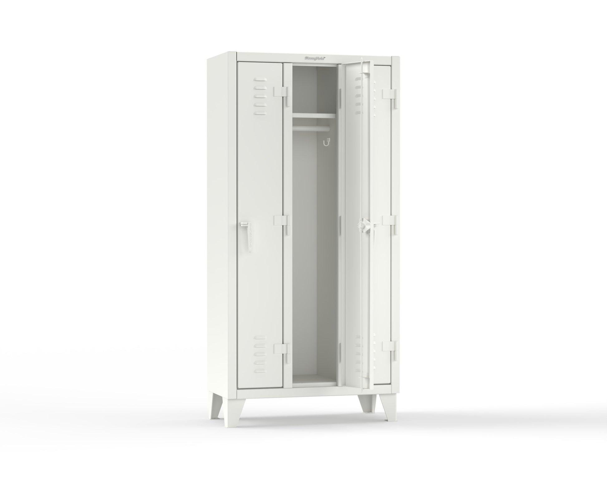 Extreme Duty 12 GA Single-Tier Locker with 3 Compartments, Louvered Doors, Wardrobe Rod - 38 in. W x 18in. D x 78 in. H - 36-18-1TSL-9003
