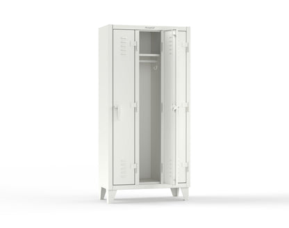 Extreme Duty 12 GA Single-Tier Locker with 3 Compartments, Louvered Doors, Wardrobe Rod - 38 in. W x 18in. D x 78 in. H - 36-18-1TSL-9003