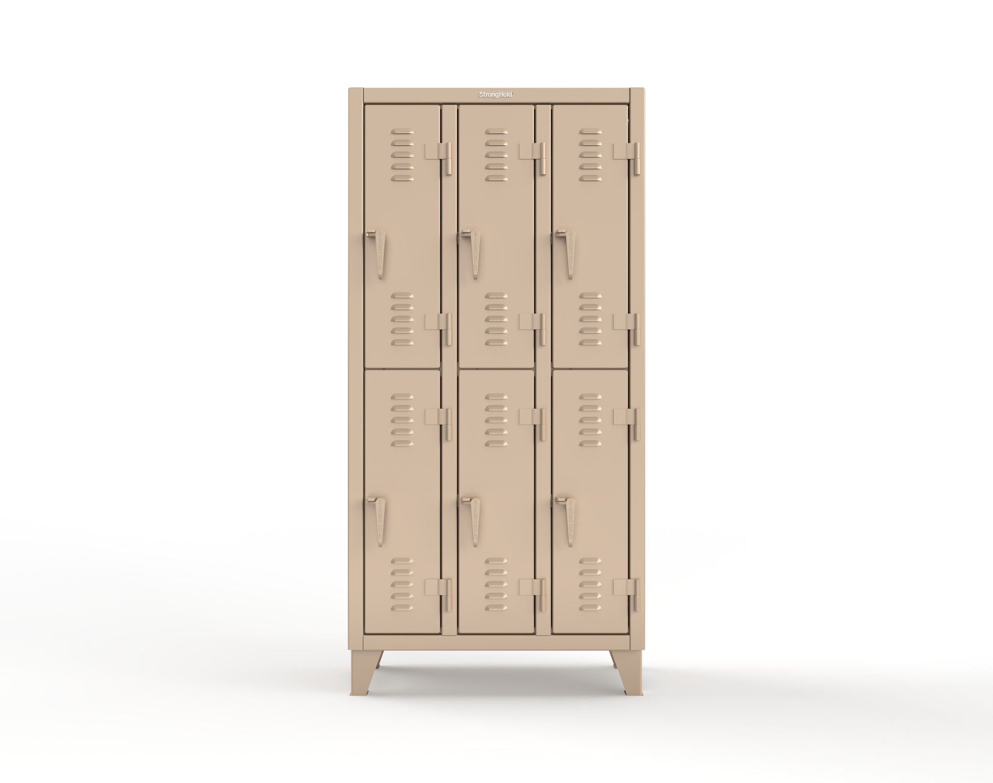 Extreme Duty 12 GA Double-Tier Locker with 6 Compartments, Louvered Doors, Coat Hooks - 38 in. W x 18in. D x 78 in. H - 36-18-2TSL-1019