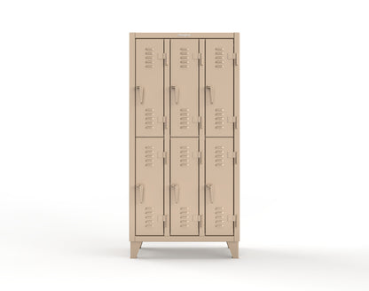 Extreme Duty 12 GA Double-Tier Locker with 6 Compartments, Louvered Doors, Coat Hooks - 38 in. W x 18in. D x 78 in. H - 36-18-2TSL-1019