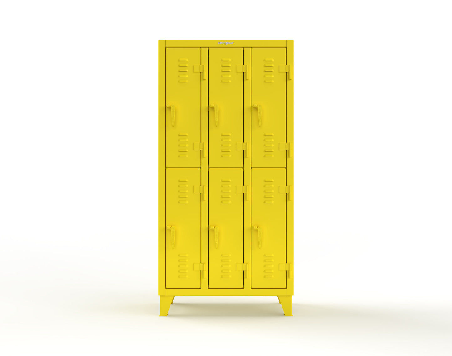 Extreme Duty 12 GA Double-Tier Locker with 6 Compartments, Louvered Doors, Coat Hooks - 38 in. W x 18in. D x 78 in. H - 36-18-2TSL-1021