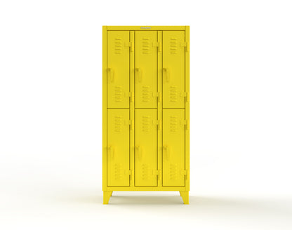 Extreme Duty 12 GA Double-Tier Locker with 6 Compartments, Louvered Doors, Coat Hooks - 38 in. W x 18in. D x 78 in. H - 36-18-2TSL-1021