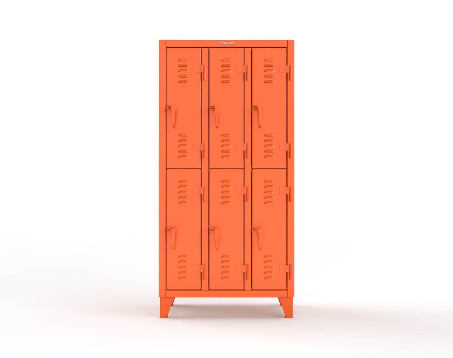 Extreme Duty 12 GA Double-Tier Locker with 6 Compartments, Louvered Doors, Coat Hooks - 38 in. W x 18in. D x 78 in. H - 36-18-2TSL-2009
