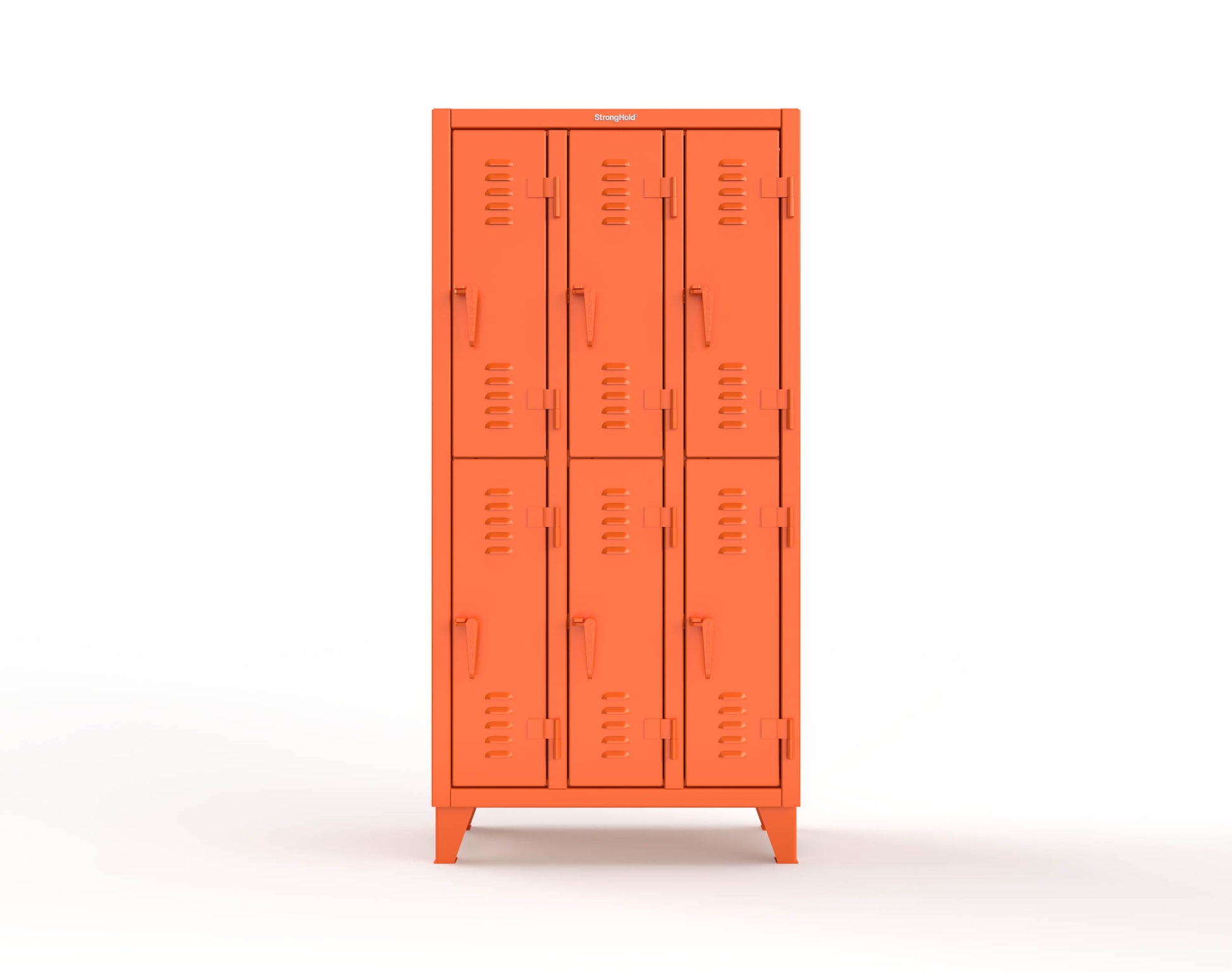 Extreme Duty 12 GA Double-Tier Locker with 6 Compartments, Louvered Doors, Coat Hooks - 38 in. W x 18in. D x 78 in. H - 36-18-2TSL-2009