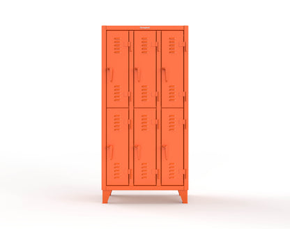 Extreme Duty 12 GA Double-Tier Locker with 6 Compartments, Louvered Doors, Coat Hooks - 38 in. W x 18in. D x 78 in. H - 36-18-2TSL-2009