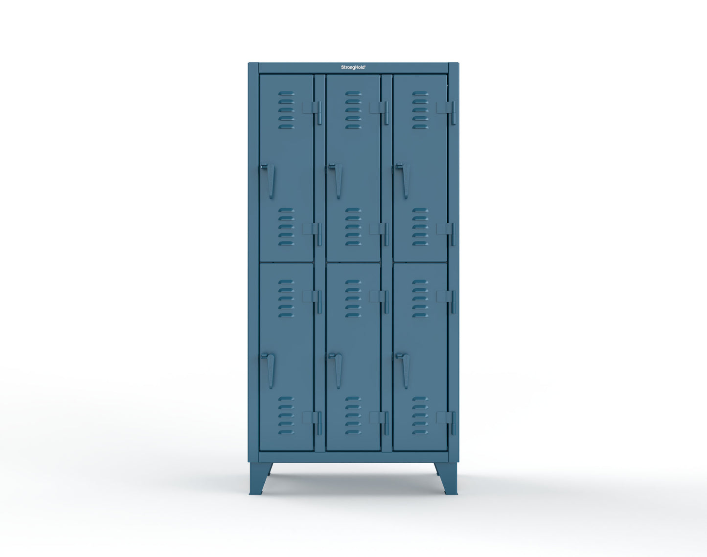 Extreme Duty 12 GA Double-Tier Locker with 6 Compartments, Louvered Doors, Coat Hooks - 38 in. W x 18in. D x 78 in. H - 36-18-2TSL-5001