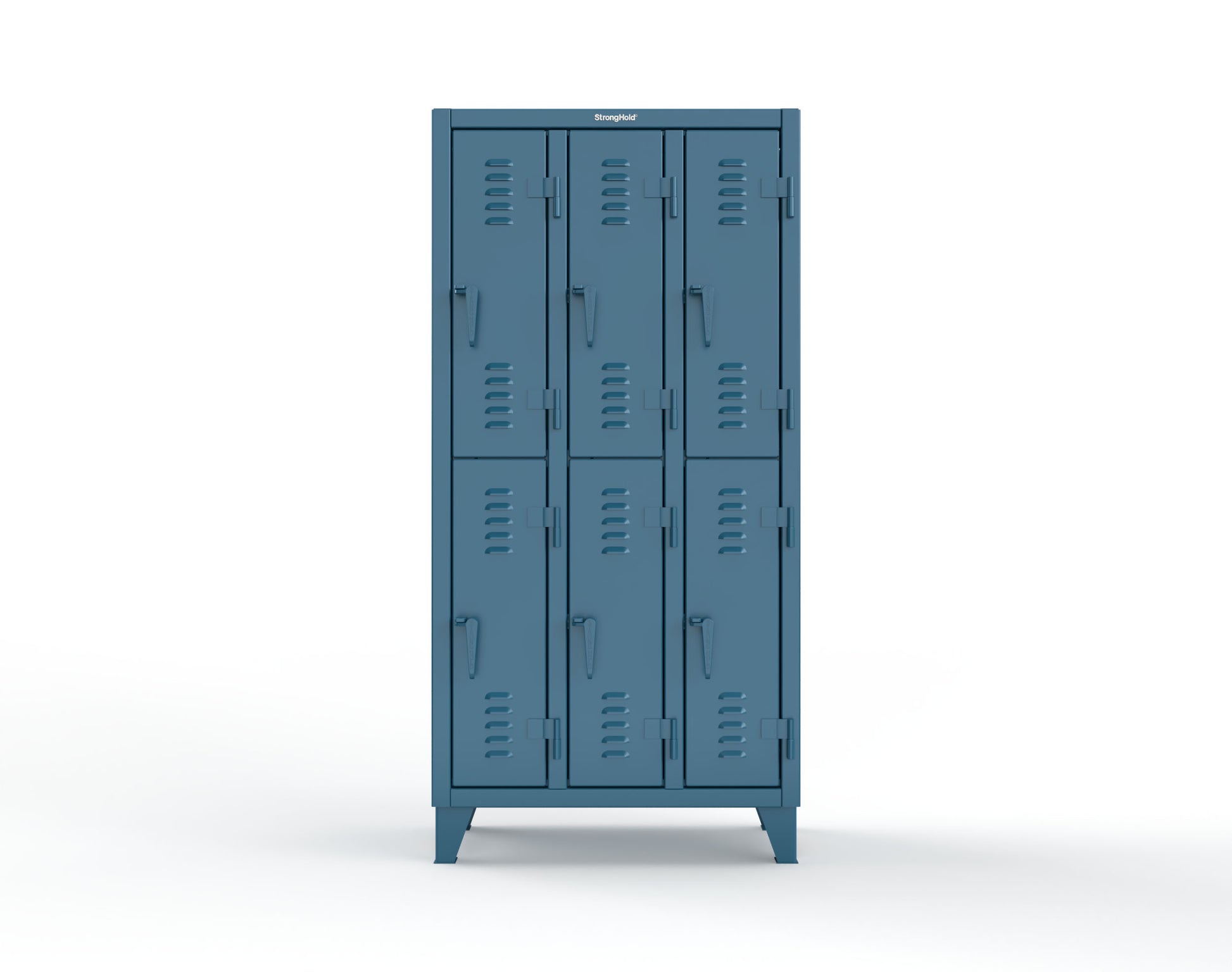 Extreme Duty 12 GA Double-Tier Locker with 6 Compartments, Louvered Doors, Coat Hooks - 38 in. W x 18in. D x 78 in. H - 36-18-2TSL-5001