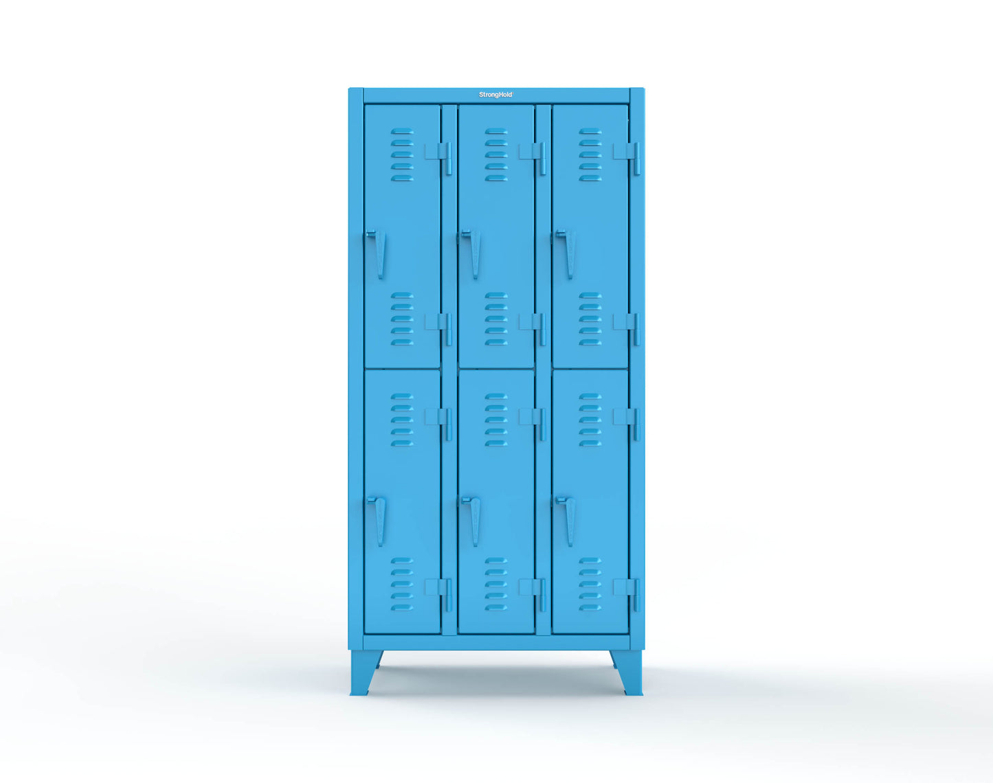 Extreme Duty 12 GA Double-Tier Locker with 6 Compartments, Louvered Doors, Coat Hooks - 38 in. W x 18in. D x 78 in. H - 36-18-2TSL-5012