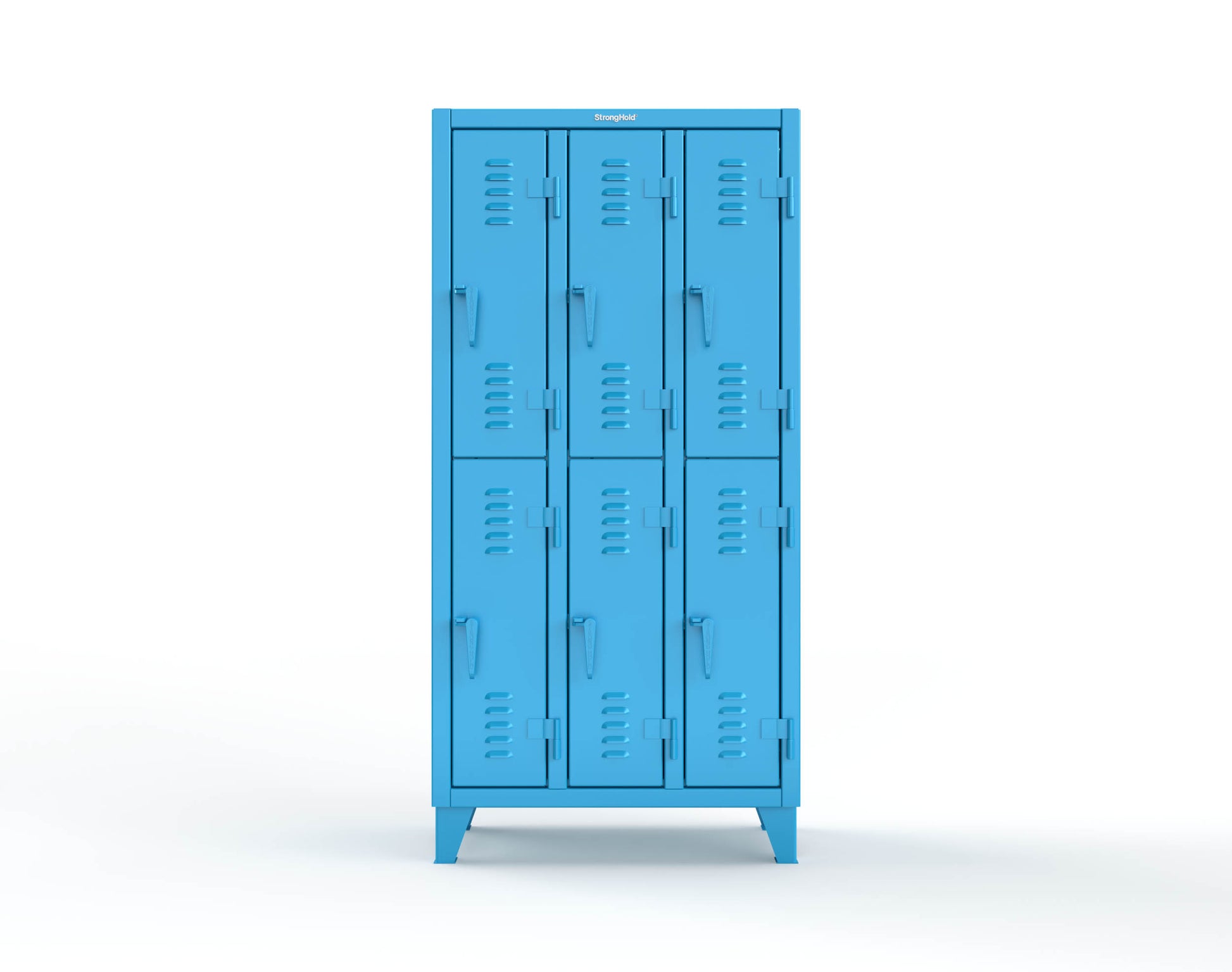 Extreme Duty 12 GA Double-Tier Locker with 6 Compartments, Louvered Doors, Coat Hooks - 38 in. W x 18in. D x 78 in. H - 36-18-2TSL-5012