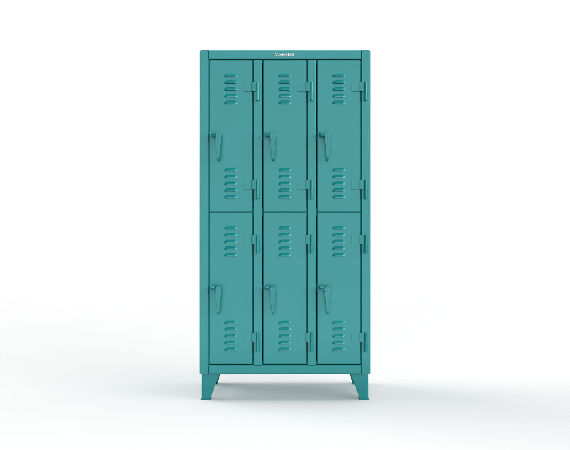 Extreme Duty 12 GA Double-Tier Locker with 6 Compartments, Louvered Doors, Coat Hooks - 38 in. W x 18in. D x 78 in. H - 36-18-2TSL-5021