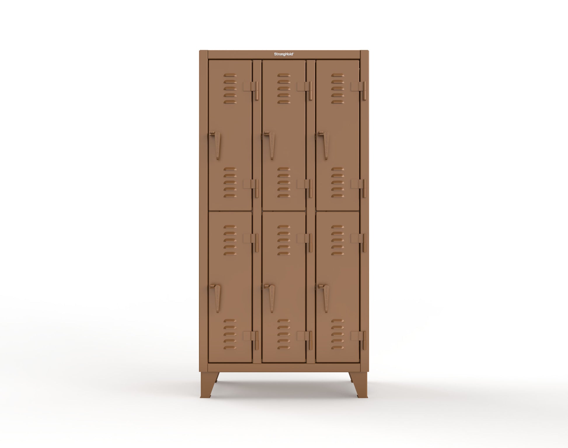 Extreme Duty 12 GA Double-Tier Locker with 6 Compartments, Louvered Doors, Coat Hooks - 38 in. W x 18in. D x 78 in. H - 36-18-2TSL-8008
