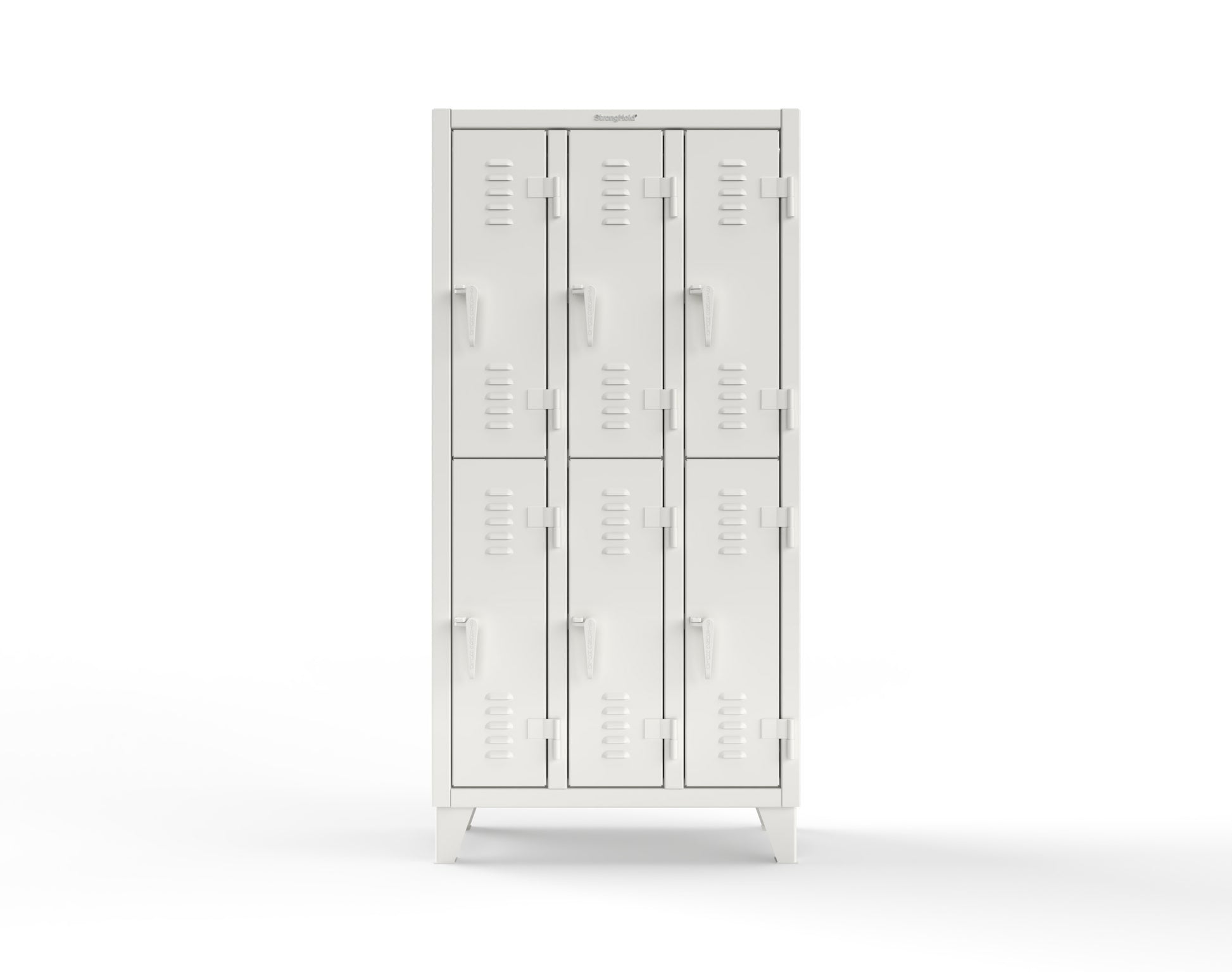 Extreme Duty 12 GA Double-Tier Locker with 6 Compartments, Louvered Doors, Coat Hooks - 38 in. W x 18in. D x 78 in. H - 36-18-2TSL-9003