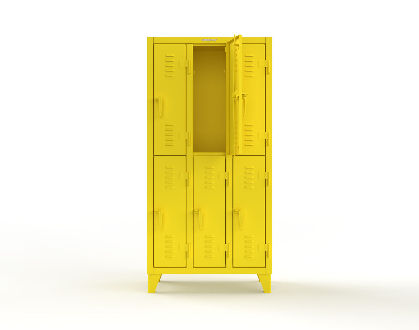 Extreme Duty 12 GA Double-Tier Locker with 6 Compartments, Louvered Doors, Coat Hooks - 38 in. W x 18in. D x 78 in. H - 36-18-2TSL-1021