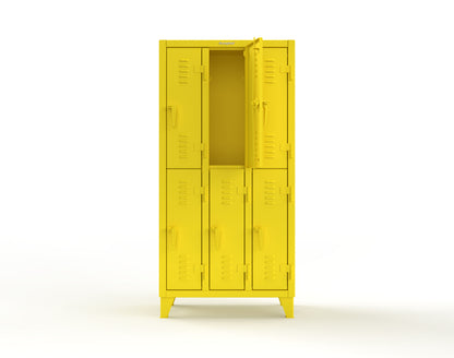 Extreme Duty 12 GA Double-Tier Locker with 6 Compartments, Louvered Doors, Coat Hooks - 38 in. W x 18in. D x 78 in. H - 36-18-2TSL-1021