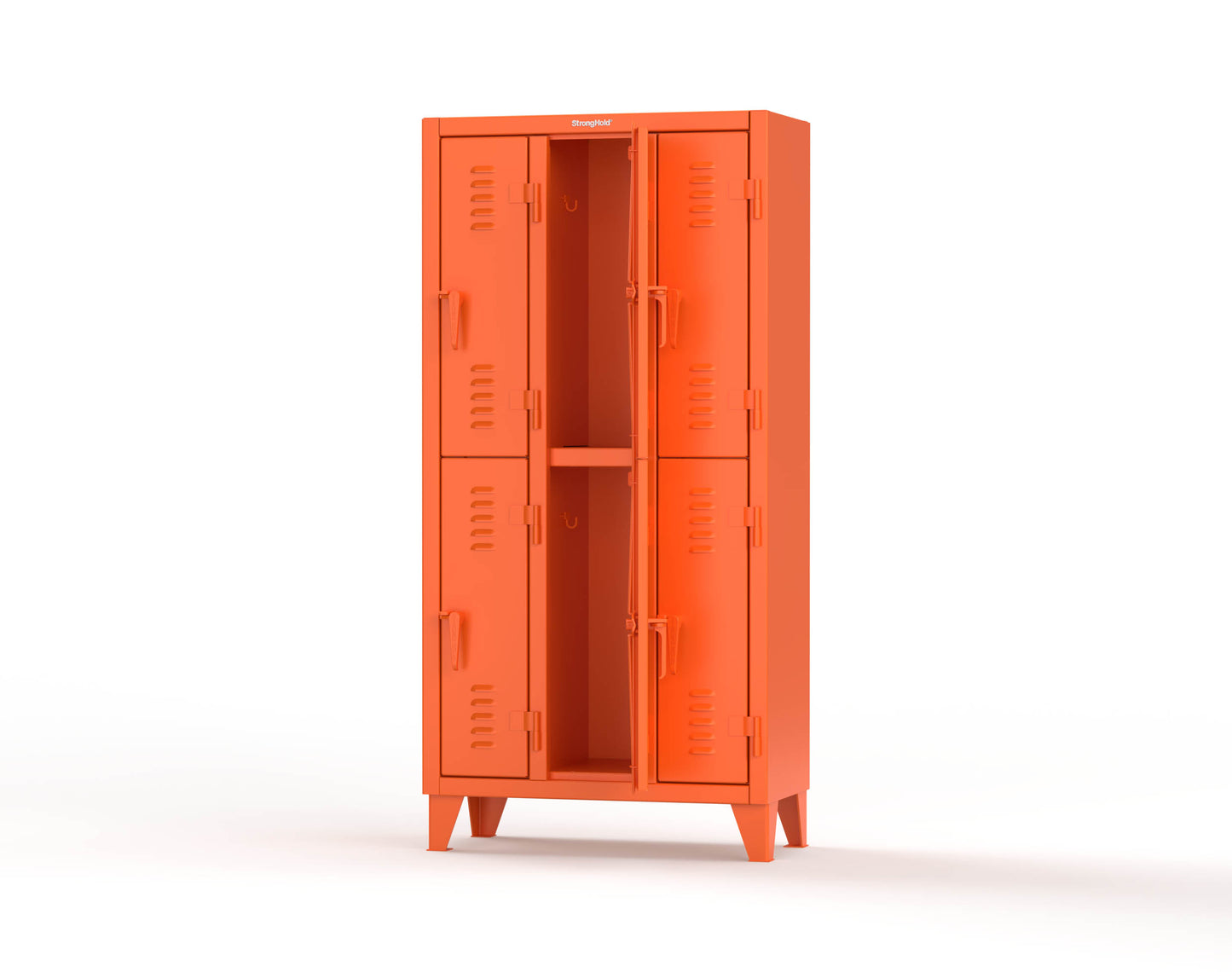 Extreme Duty 12 GA Double-Tier Locker with 6 Compartments, Louvered Doors, Coat Hooks - 38 in. W x 18in. D x 78 in. H - 36-18-2TSL-2009
