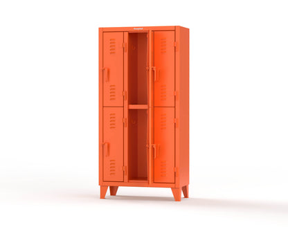 Extreme Duty 12 GA Double-Tier Locker with 6 Compartments, Louvered Doors, Coat Hooks - 38 in. W x 18in. D x 78 in. H - 36-18-2TSL-2009