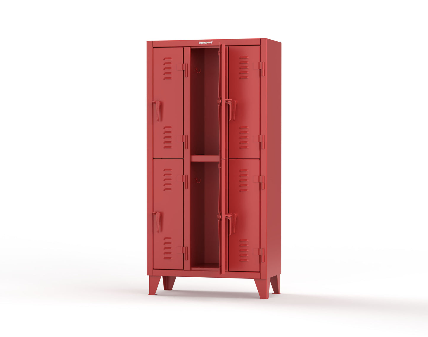 Extreme Duty 12 GA Double-Tier Locker with 6 Compartments, Louvered Doors, Coat Hooks - 38 in. W x 18in. D x 78 in. H - 36-18-2TSL-3001