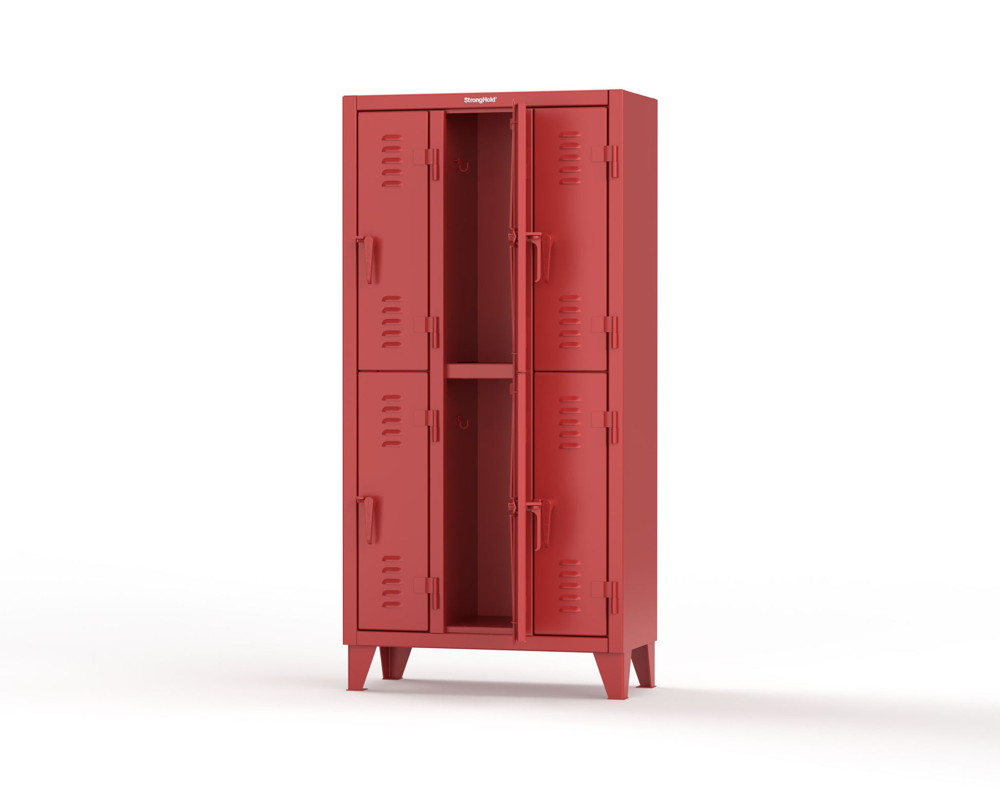 Extreme Duty 12 GA Double-Tier Locker with 6 Compartments, Louvered Doors, Coat Hooks - 38 in. W x 18in. D x 78 in. H - 36-18-2TSL-3001