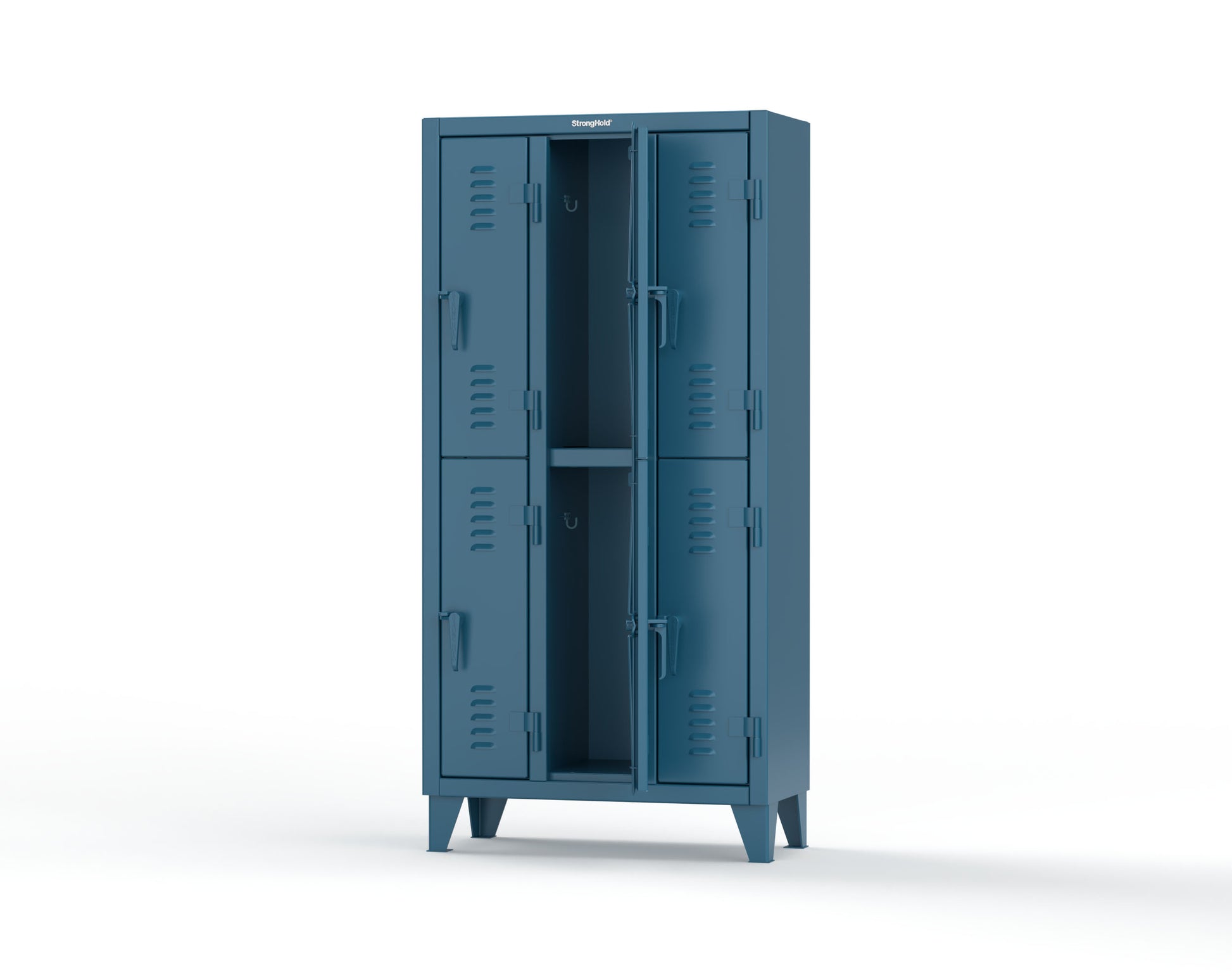 Extreme Duty 12 GA Double-Tier Locker with 6 Compartments, Louvered Doors, Coat Hooks - 38 in. W x 18in. D x 78 in. H - 36-18-2TSL-5001