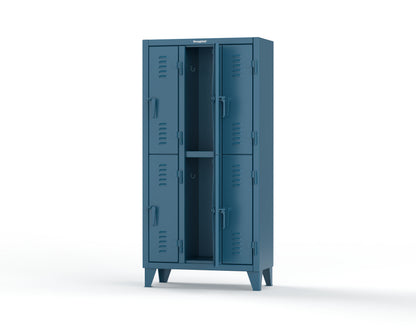 Extreme Duty 12 GA Double-Tier Locker with 6 Compartments, Louvered Doors, Coat Hooks - 38 in. W x 18in. D x 78 in. H - 36-18-2TSL-5001