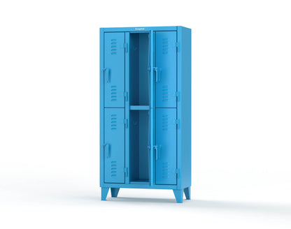 Extreme Duty 12 GA Double-Tier Locker with 6 Compartments, Louvered Doors, Coat Hooks - 38 in. W x 18in. D x 78 in. H - 36-18-2TSL-5012