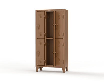 Extreme Duty 12 GA Double-Tier Locker with 6 Compartments, Louvered Doors, Coat Hooks - 38 in. W x 18in. D x 78 in. H - 36-18-2TSL-8008