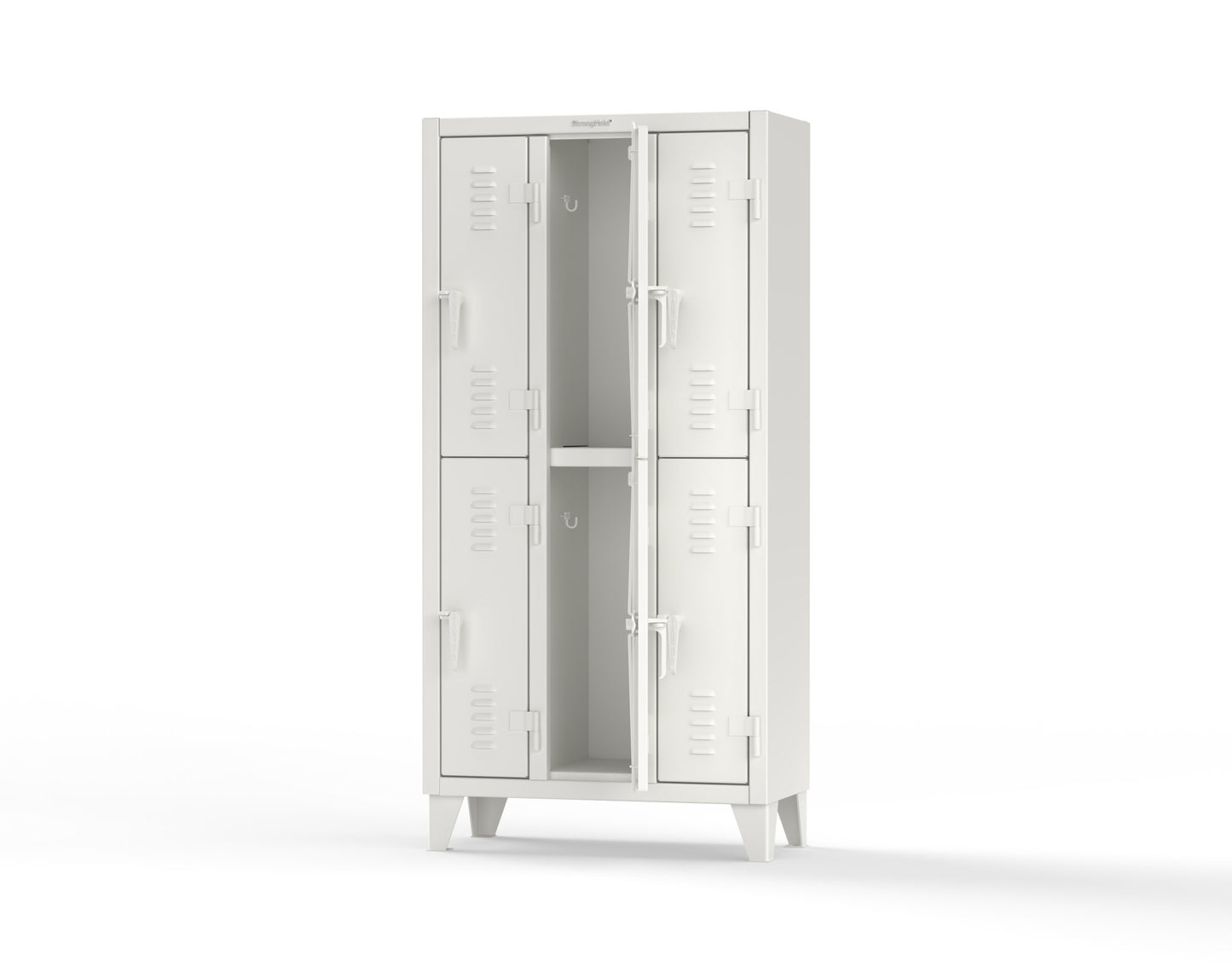 Extreme Duty 12 GA Double-Tier Locker with 6 Compartments, Louvered Doors, Coat Hooks - 38 in. W x 18in. D x 78 in. H - 36-18-2TSL-9003