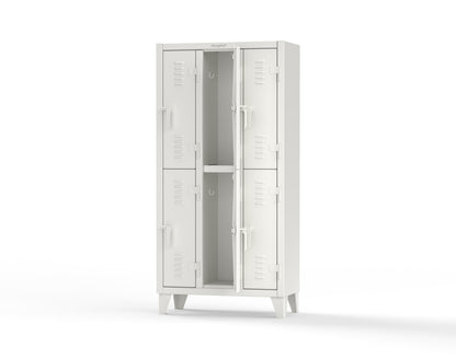Extreme Duty 12 GA Double-Tier Locker with 6 Compartments, Louvered Doors, Coat Hooks - 38 in. W x 18in. D x 78 in. H - 36-18-2TSL-9003