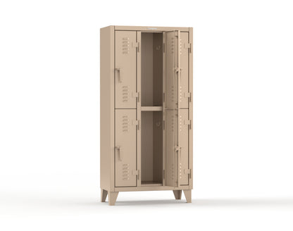 Extreme Duty 12 GA Double-Tier Locker with 6 Compartments, Louvered Doors, Coat Hooks - 38 in. W x 18in. D x 78 in. H - 36-18-2TSL-1019