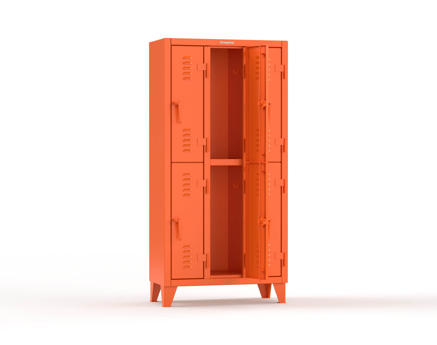 Extreme Duty 12 GA Double-Tier Locker with 6 Compartments, Louvered Doors, Coat Hooks - 38 in. W x 18in. D x 78 in. H - 36-18-2TSL-2009